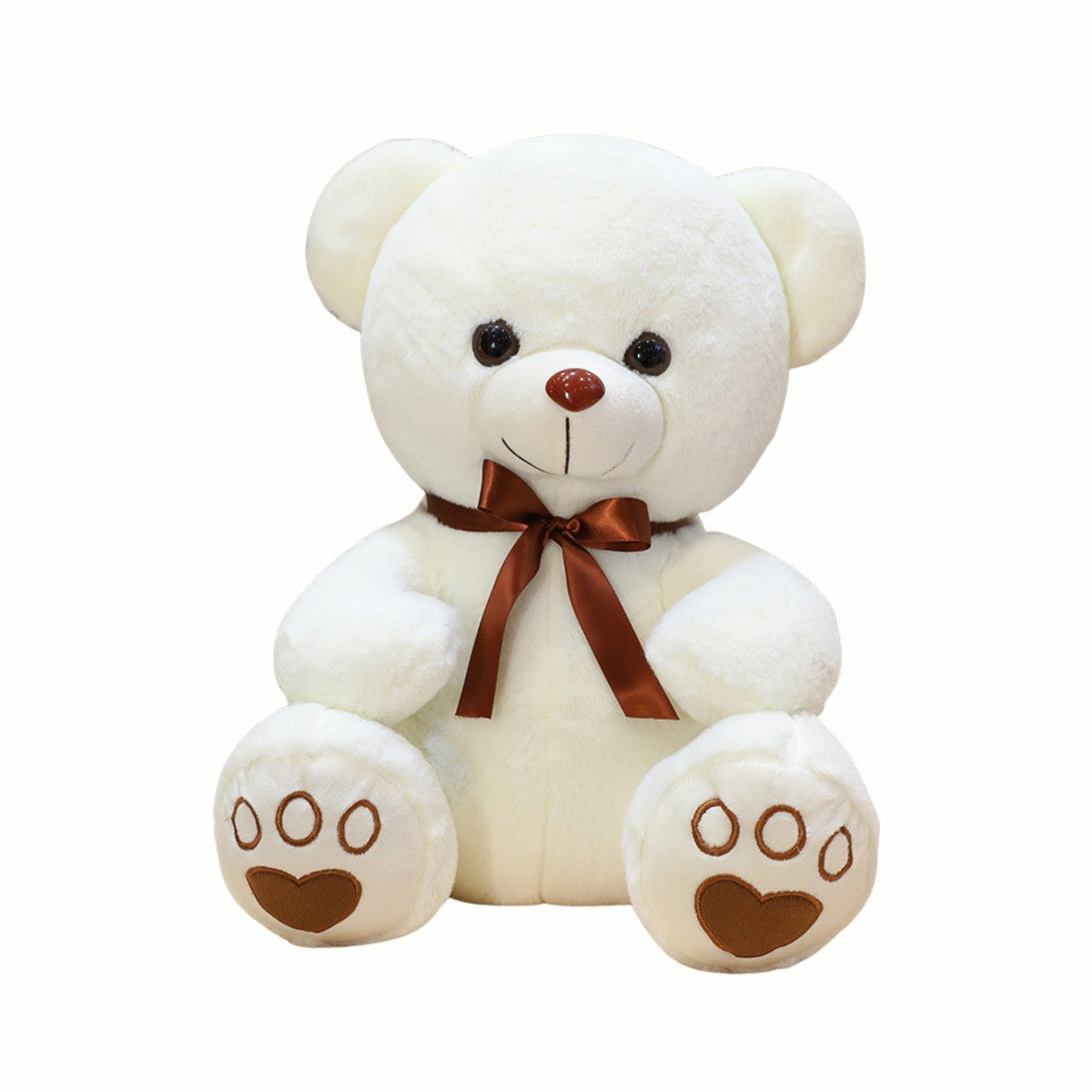 Full view of the Plush Cozy Teddy Bear stuffed animal toy in white, a cozy companion for a lifetime of cherished memories.