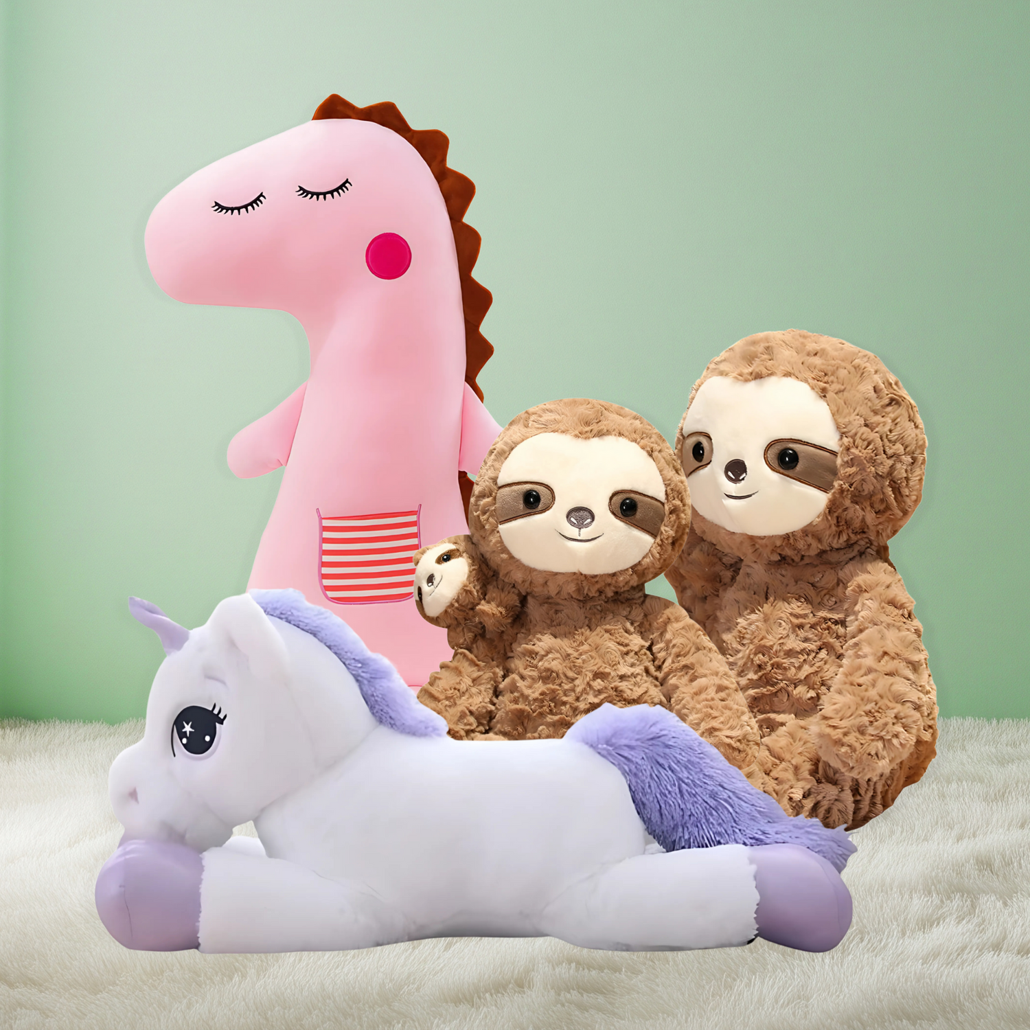 A vibrant collection of soft plush animals, inviting imaginative play and early learning for children.