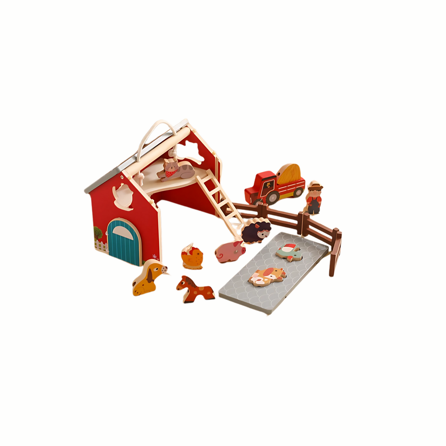 Wooden Farm Animal Playset