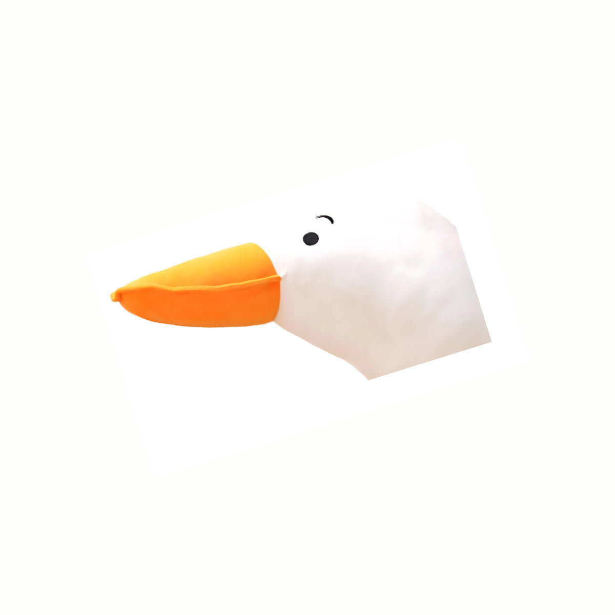 Close-up of the cute face and orange beak of the White Plush Adorable Goose stuffed animal toy, highlighting its soft texture and gentle nurturing nature.