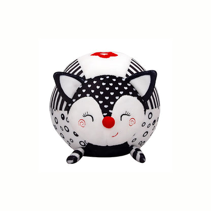 The full fox Plush Black & White Sensory Toy, providing a comforting tactile experience for newborns and young infants