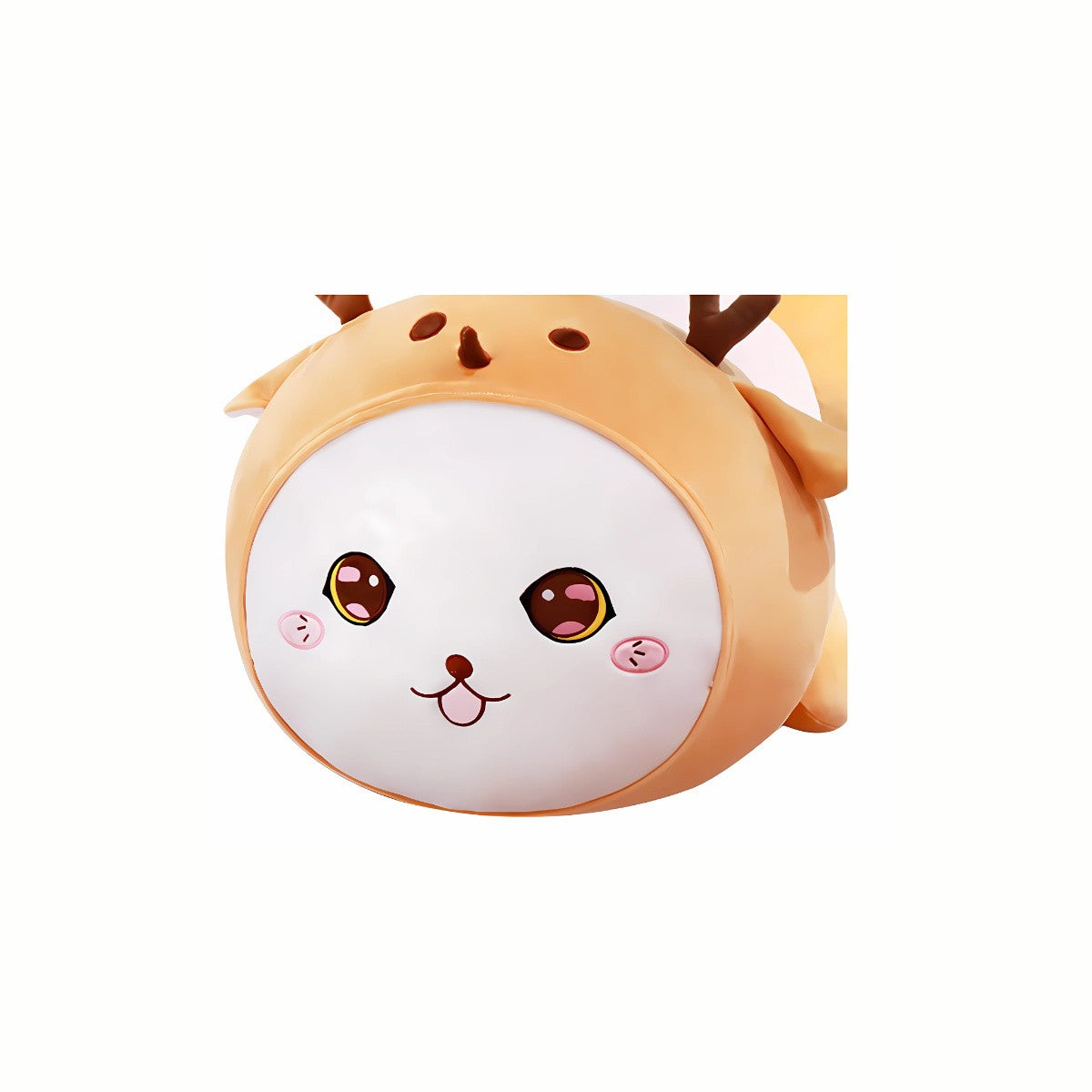 Close-up of the cute face of the Plush Charming Caterpillar Stuffed Animal toy for Baby Tummy Time and Cuddling, highlighting its sweet eyes and segmented, soft body.