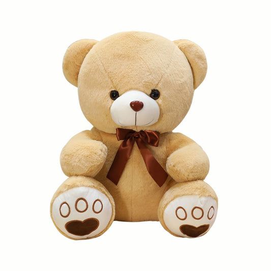 Cute Beige Classic Cozy Teddy Bear Stuffed Animal 60cm with Heart Paw Design Soft Toy