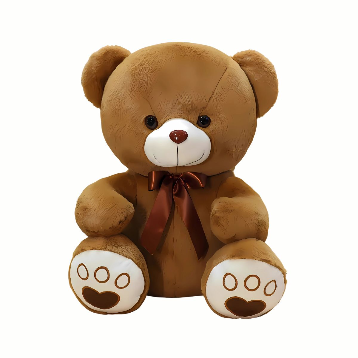Full view of the Plush Cozy Teddy Bear stuffed animal toy in brown, with a large, comforting form perfect for warm hugs.