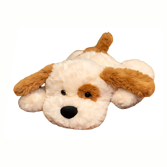 Brown and White Plush Cuddly Puppy Stuffed Animal 70cm with Cute Floppy Ears for Snuggling