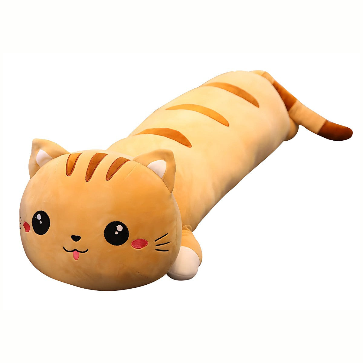 Brown Plush Cute Cat Stuffed Animal 110cm Long Body Pillow Cuddly Toy for Cat Lovers