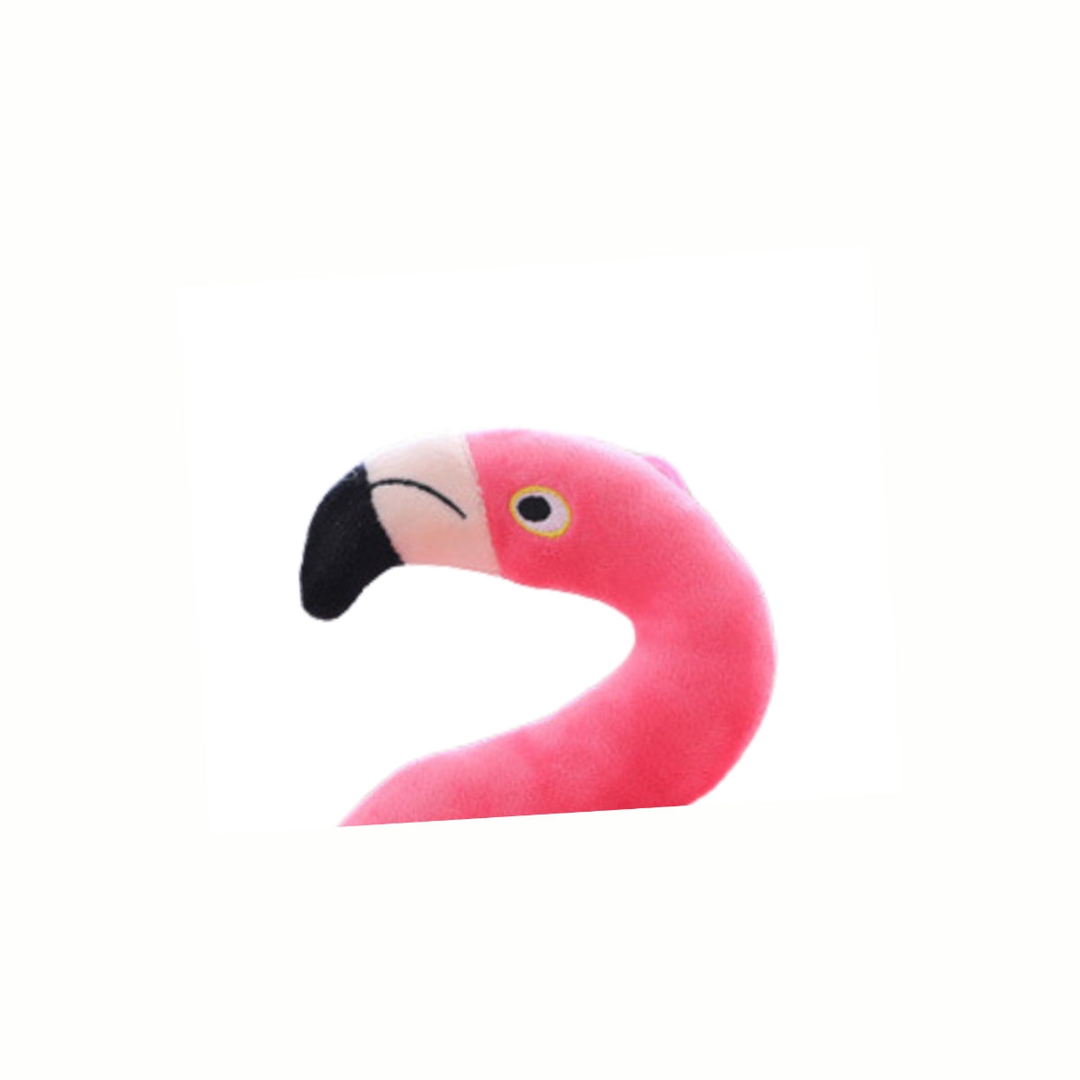 Close-up of the beautiful head and long neck of the Plush Pink Cute Flamingo stuffed animal toy, highlighting its graceful design and soft texture.