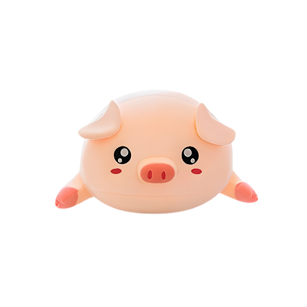 Close-up of the cute face of the Pink Plush Huggable Piggy stuffed animal toy highlighting its cute big eyes and gentle expression.