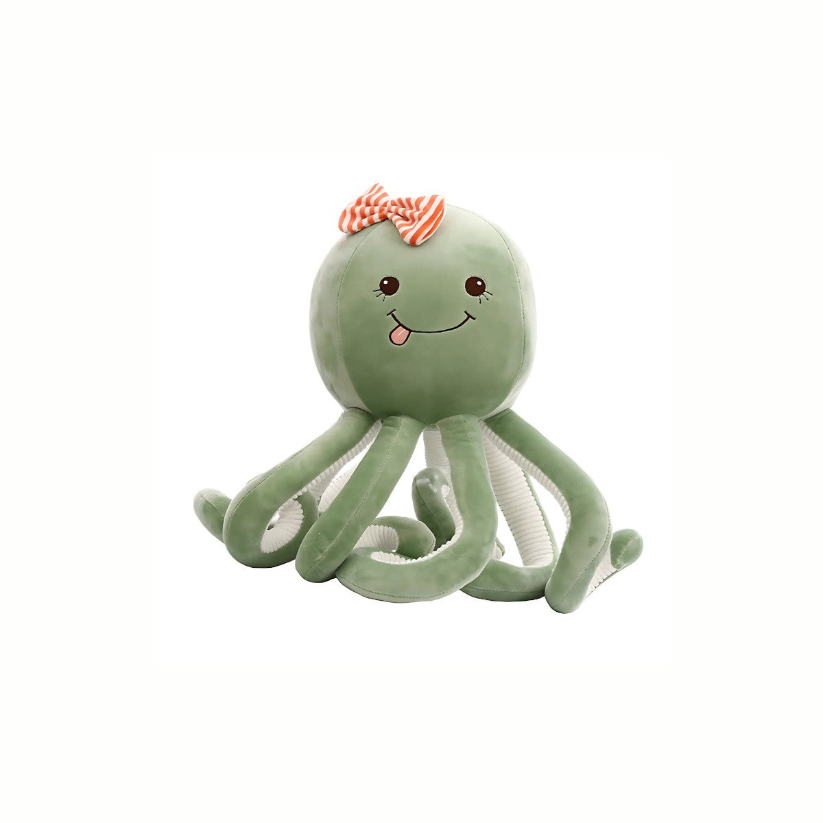 A full view of the Plush Playful Octopus stuffed animal toy in charming green, Crafted from the softest plush, PP cotton materials