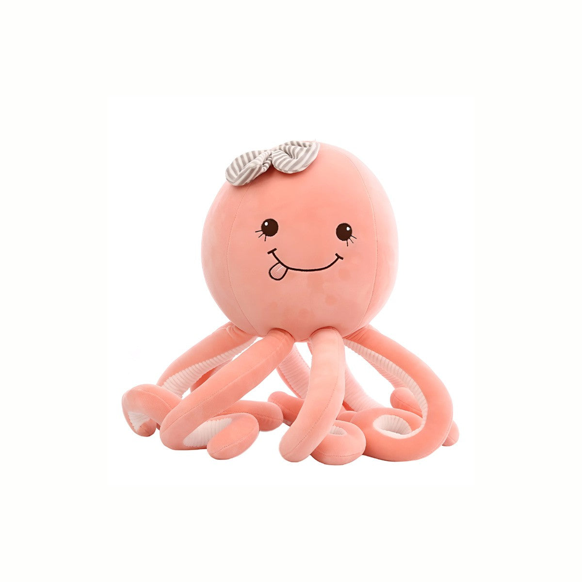 A full view of the Plush Playful Octopus stuffed animal toy in  pink, a gentle giant ready to become a favorite plush friend.