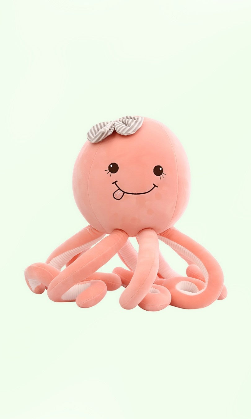 Cute pink plush octopus stuffed animal toy: soft, cuddly companion for babies and toddlers