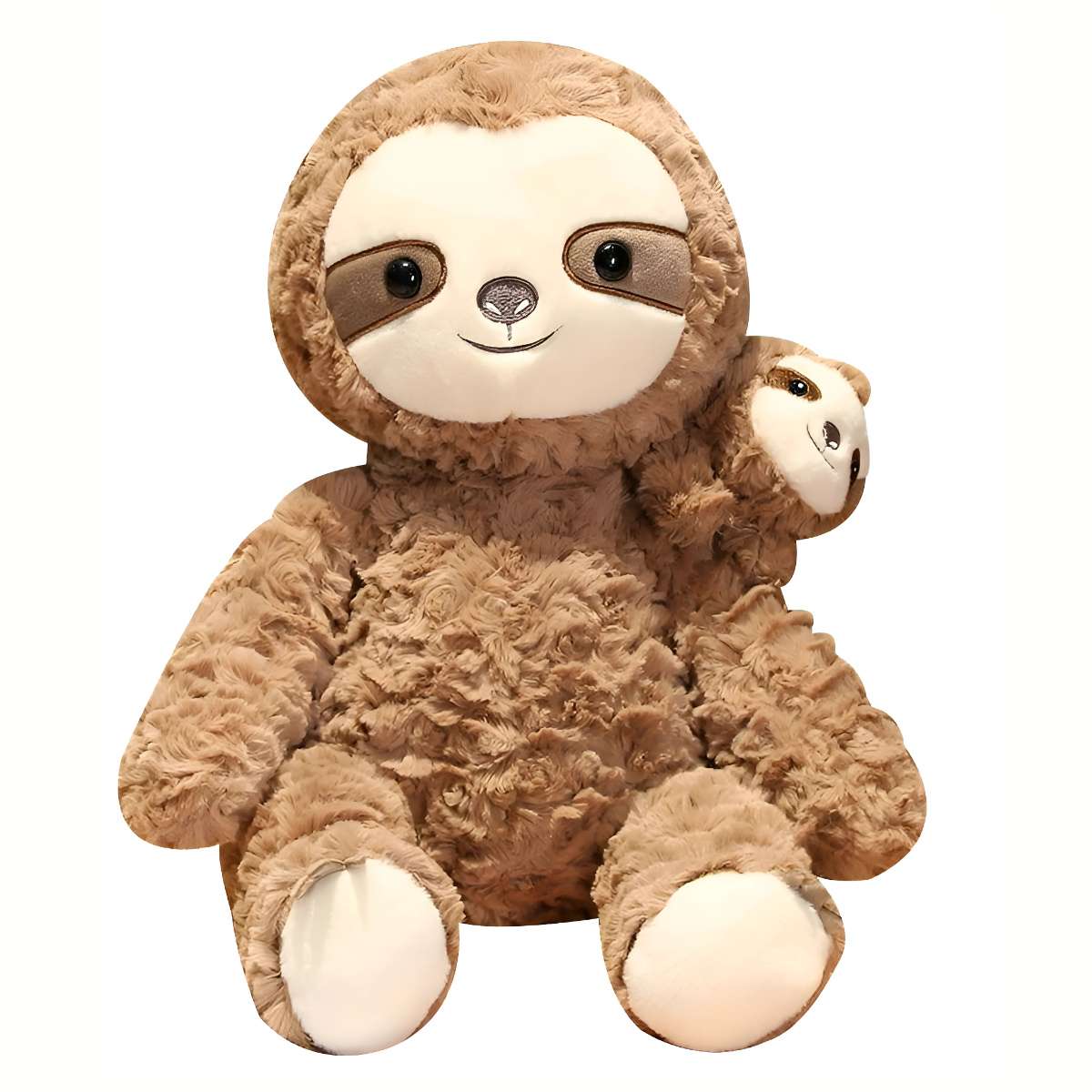 Brown Plush Playful Sloth with Baby Sloth on Shoulder 75cm giant Mother and Baby toy