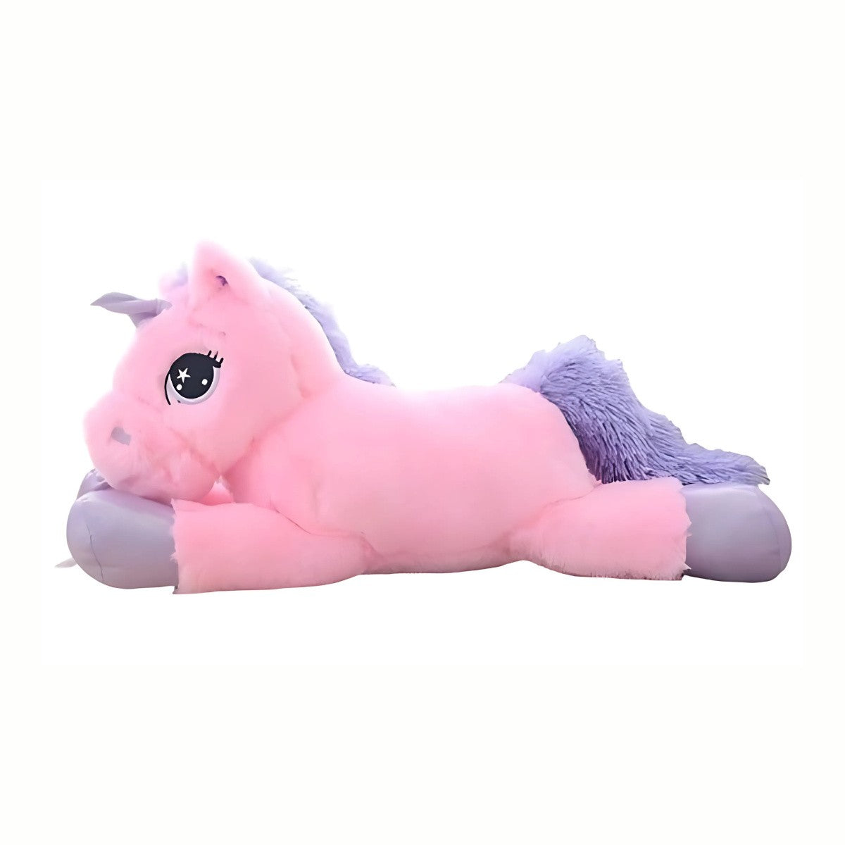 Pink and White Plush Snuggly Unicorn stuffed animal toy 80cm giant size with shimmering horn