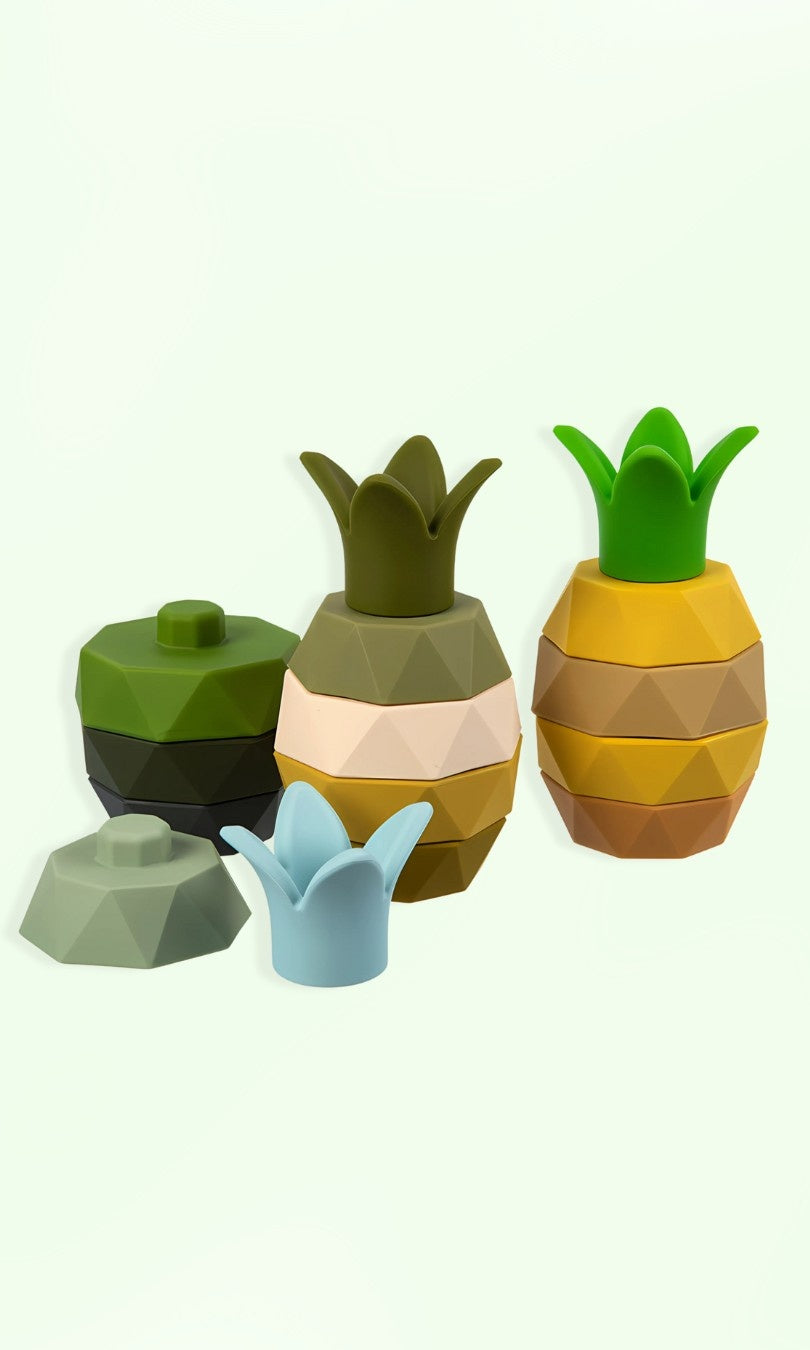 Colorful silicone stacking pineapple toy for babies and toddlers: safe, soft sensory play and fine motor development