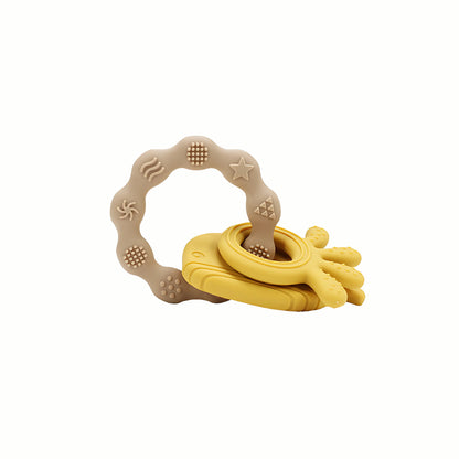 Full view of the yellow Silicone Teething Keyring, a portable and non-toxic choice for baby's early development.