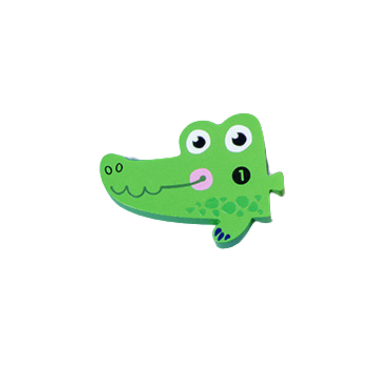 Close-up of the Alligator's head puzzle piece from the Wooden Animal Number Puzzle, highlighting the number '1' and the clear animal illustration.