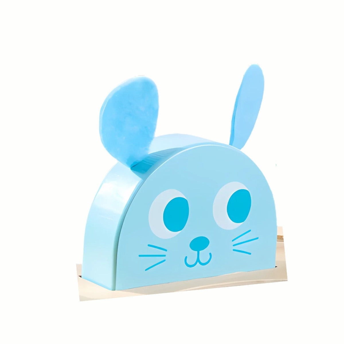 A close-up of the charming wooden bunny face and rocking base from the Wooden Bunny & Carrot Balancing Game, highlighting the smooth finish.