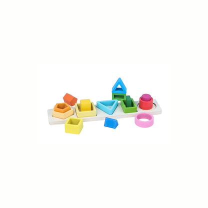 Wooden Geometric Stacking Puzzle, the full set of colorful geometric shapes
