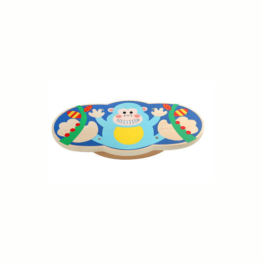 Wooden Monkey Balance Board, featuring a friendly monkey design on a curved base that promotes balance and coordination through gentle rocking motions