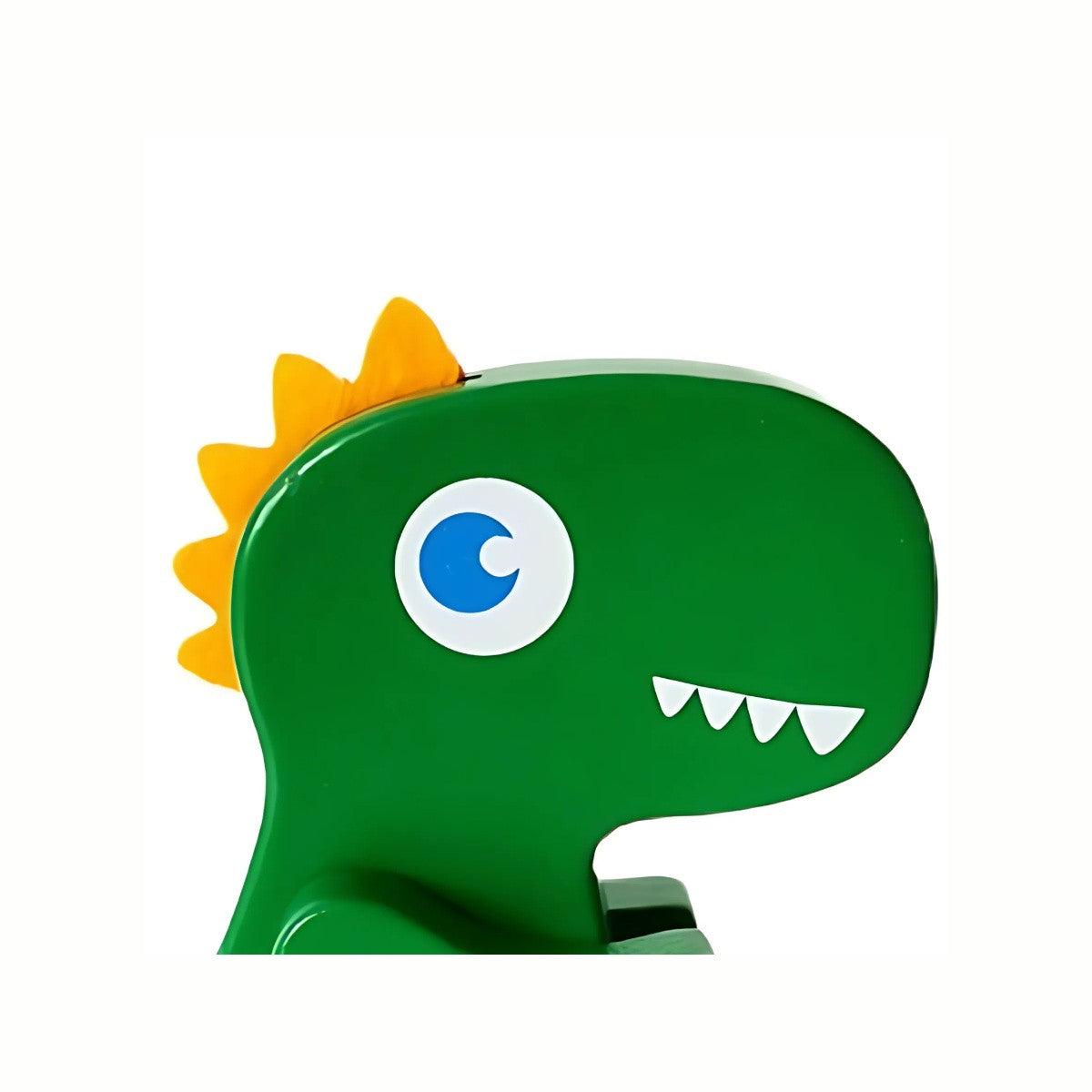 A close-up of the friendly face and smooth, non-toxic finish on the Wooden Pull Along Dinosaur, ready for imaginative play.